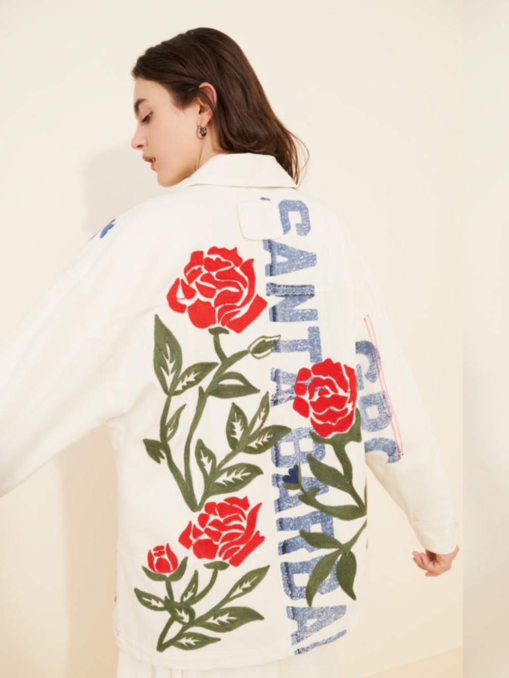 Free People We The Free Field of Roses Jacket Graphic Embroidered Coat Size XS - Picture 3 of 14